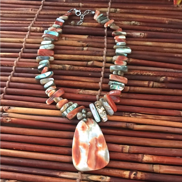 Silpada Jewelry - Silpada Sterling Silver Orange Shell Pendant Necklace HTF